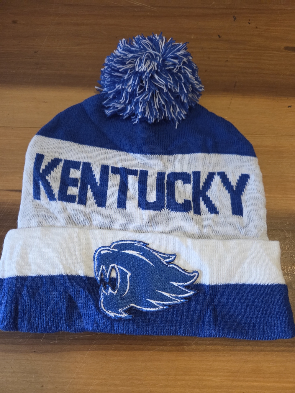 Kentucky Wildcats Blue & White Pom Beanie Hat